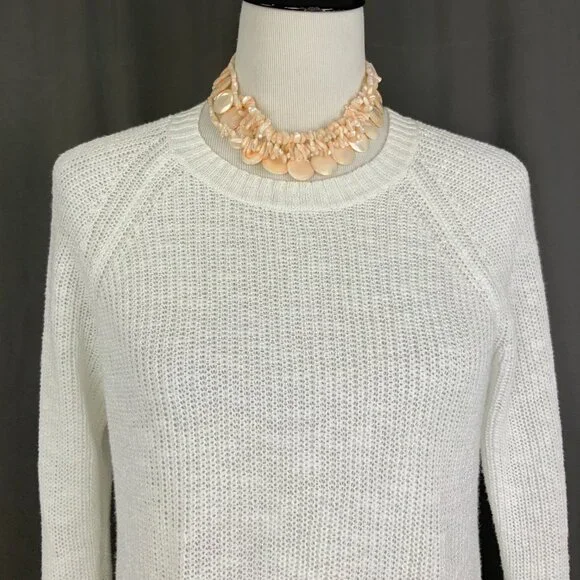 Eileen Fisher White Crew Neck Tunic Sweater Organic Linen Blend Long Sleeve Sz S - Picture 11 of 16